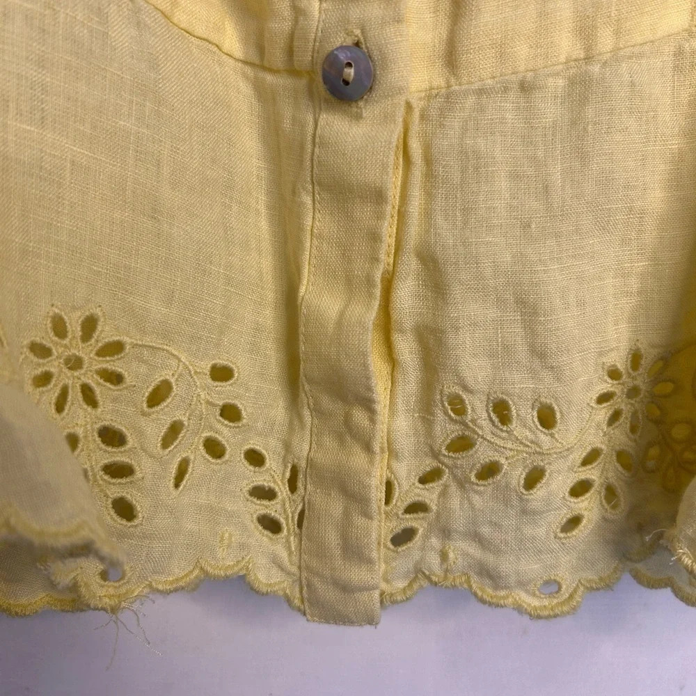 Aritzia Lemon Meringue Yellow Wilfred Arwen Linen Top - Picture 3 of 9